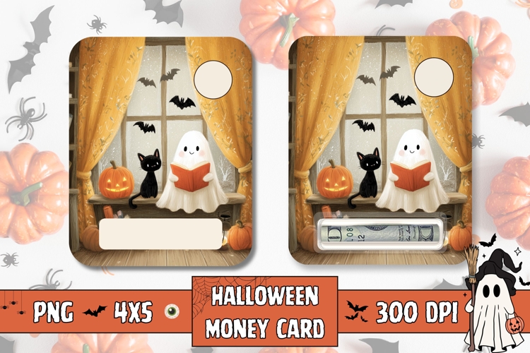 Kids Halloween Gift Card Template, Ghost Money Card