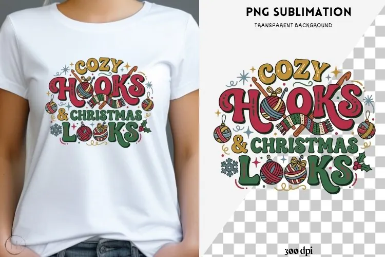Christmas crochet png design for T-shirts
