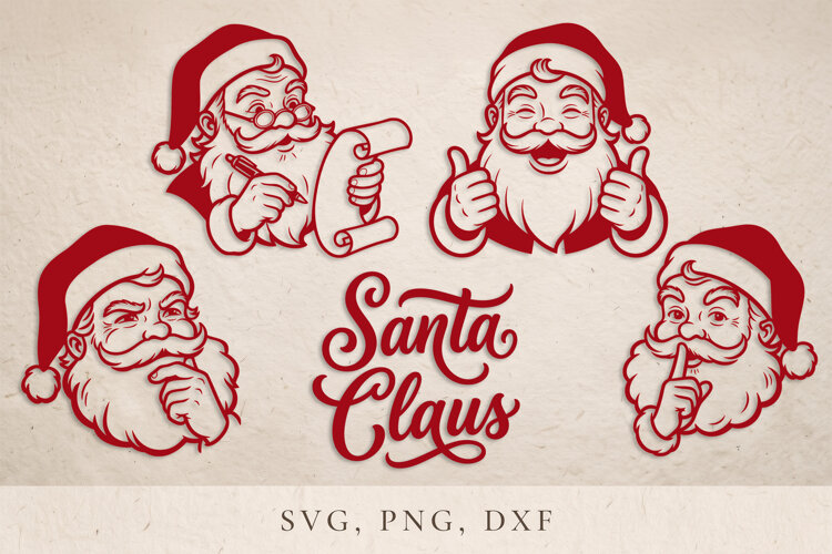 Vintage Santa SVG, Retro Santa Head svg, Santa Claus example image 1