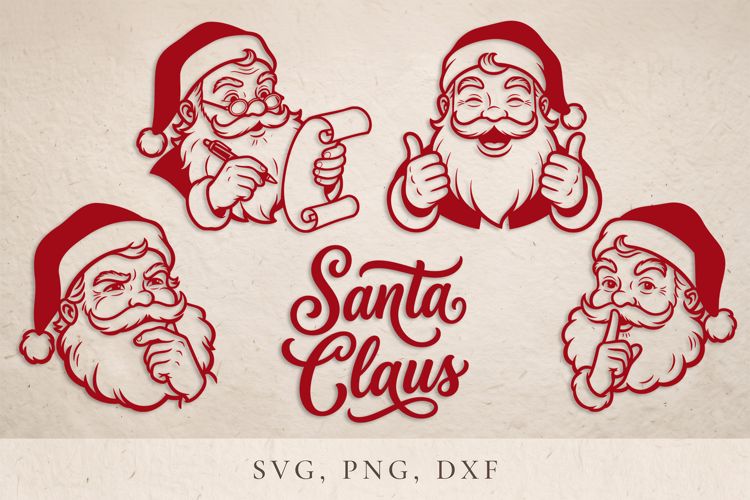 Vintage Santa SVG, Retro Santa Head svg, Santa Claus