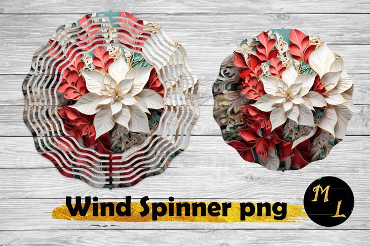 Poinsettia wind spinner, wrap,Christmas Wind Spinner design example image 1