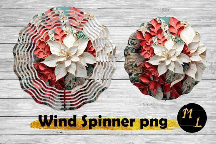 Poinsettia wind spinner, wrap,Christmas Wind Spinner design