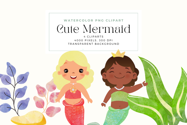Watercolor Mermaid Clipart