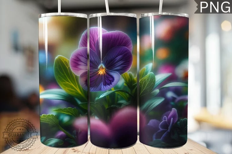Pansy Flower Tumbler Wrap - Tumbler Design