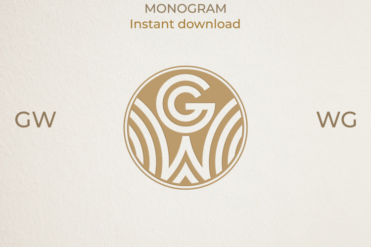 WG GW Wedding Monogram Logo | Elegant Initials Vector