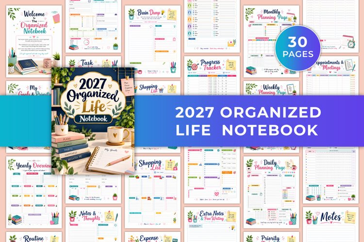 2027 Organized Life Notebook Kdp interiors example image 1