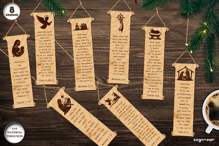 Nativity Bookmarks SVG Bundle | Laser Cut | Glowforge