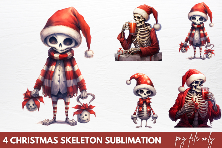 Christmas Skeleton Sublimation PNG