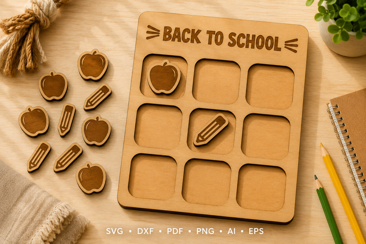 Back to School Tic Tac Toe Laser Cut SVG