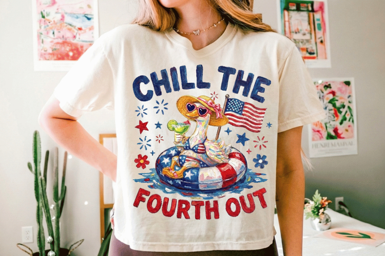Chill the Fourth Out Goose PNG T-Shirt|4th of July PNG Subli