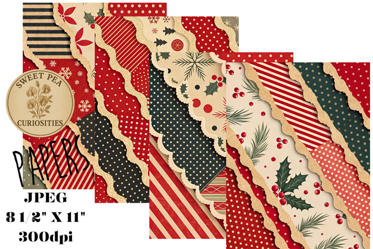 Christmas, Paper, Red, Black, Papers, Junk Journal