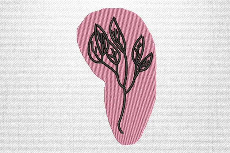 Minimalist Pink Abstract Leaf Embroidery Design