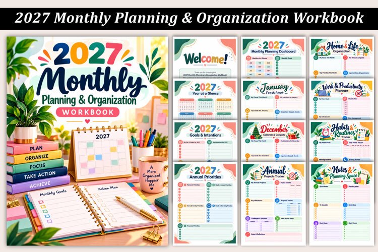 2027 Monthly Planning & Organization Workbook example image 1