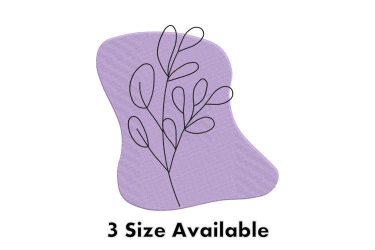 Minimal Purple Leaf Line Art Embroidery Design