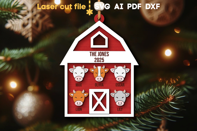 Barn Christmas Tree Toy SVG laser cut files for Glowforge