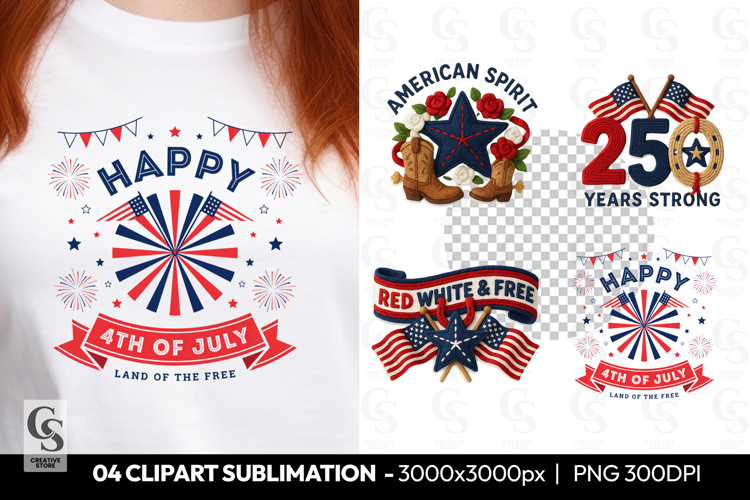 American Spirit Patriotic Clipart Sublimation PNG