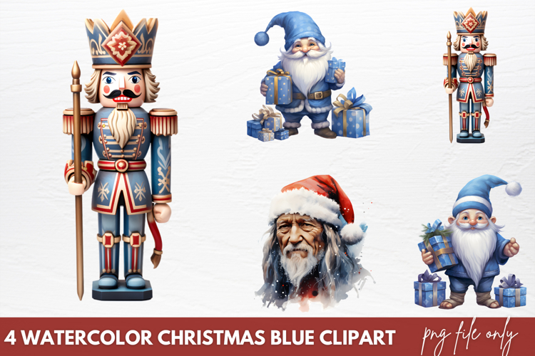 Watercolor Christmas blue Clipart PNG