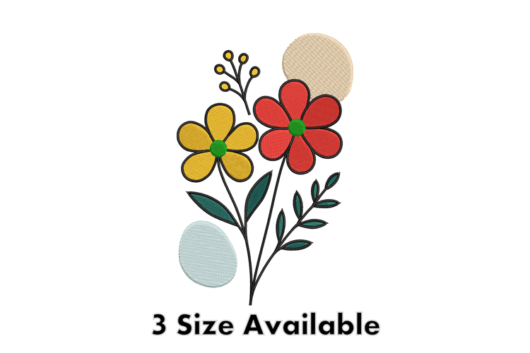 Modern Floral Cluster Embroidery Design