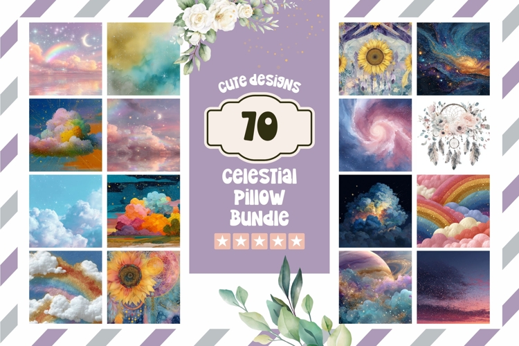 Glitter Rainbow Pillow Designs, Celestial Bundle