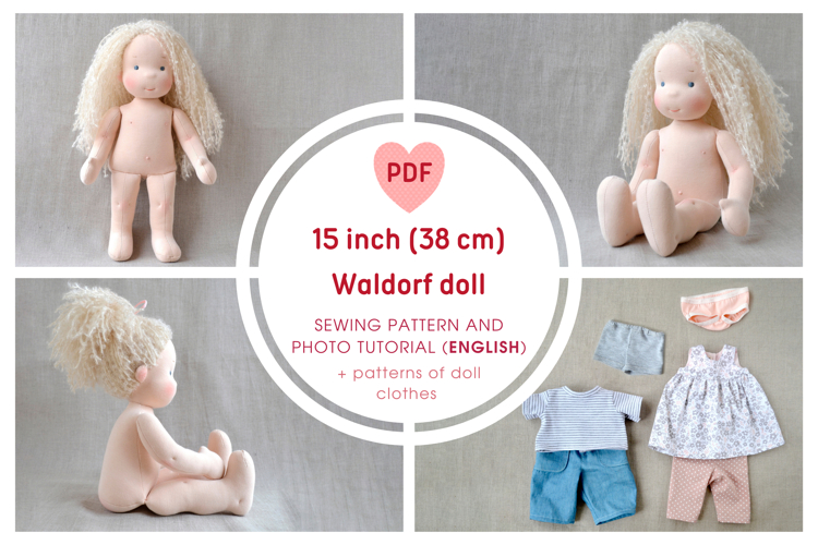 15/38 cm Waldorf doll PDF pattern and tutorial