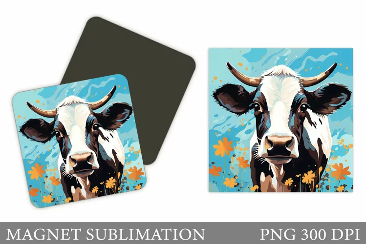 Cow Magnet Design. Cute Cow Sublimation