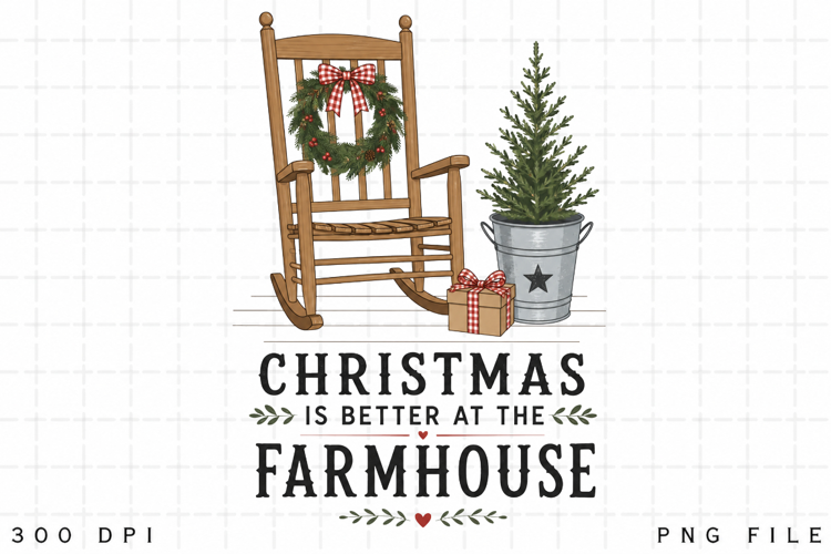 Rustic Christmas Farmhouse Sublimation PNG Design