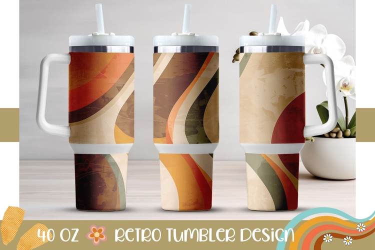 Retro Stripes Tumbler Sublimation, Cute 40 Oz Tumbler Wrap