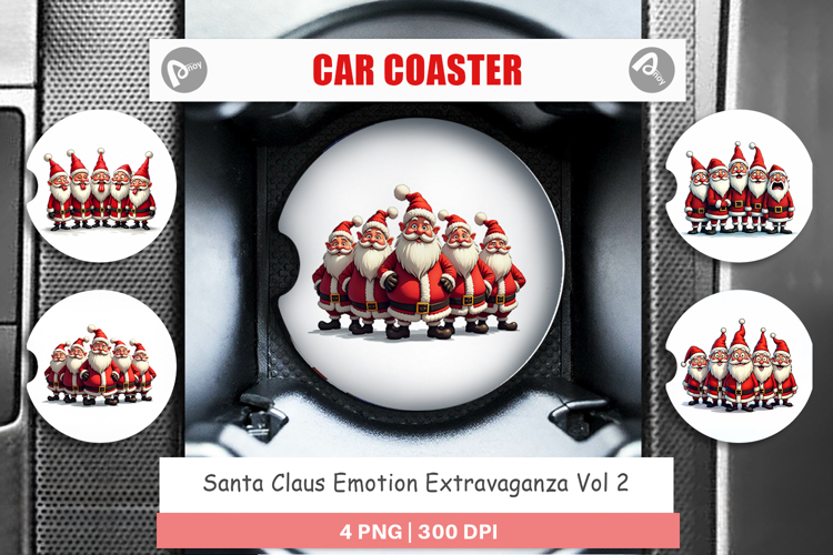 Santa Emotion Extravaganza Car Coaster