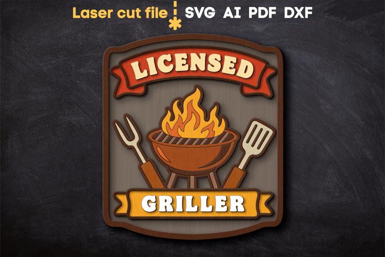 Licensed Griller SVG laser cut files for Glowforge example image 1