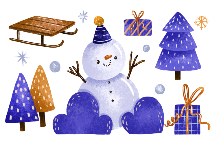 Winter Holidays. Snowman Illustration. Merry Christmas