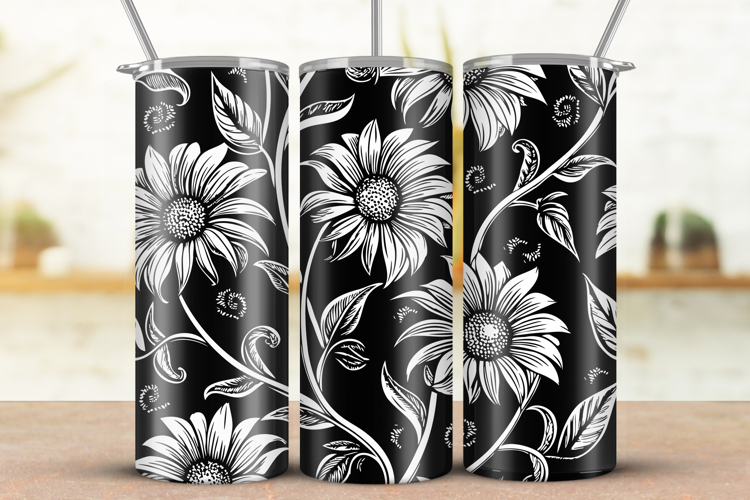 20oz Skinny Tumbler laser svg, Vintage Wildflowers wrap