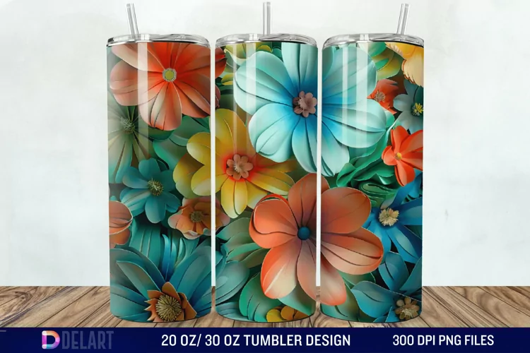 3D Floral Tumbler Wrap