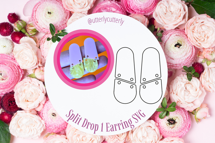Split drop 1 Earring Laser Cut File- SVG FILE example image 1