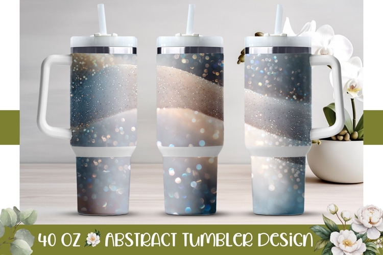 White Glitter Tumbler Design, Glitter 40 Oz Tumbler Template