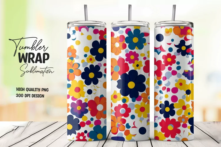 Floral Pattern Tumbler Wrap Sublimation Design