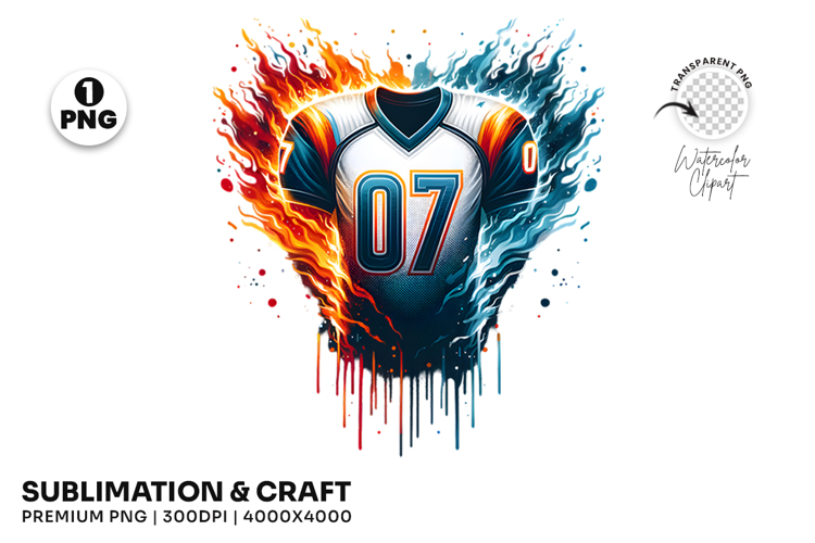 Fiery American Football Jersey 07 Splash PNG Sublimation