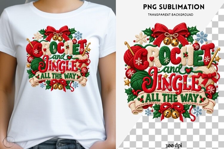 Christmas crochet png design for T-shirts example image 1