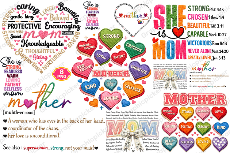Mothers Day PNG, She is Mom PNG, Faux Yarn Mama PNG, Mother