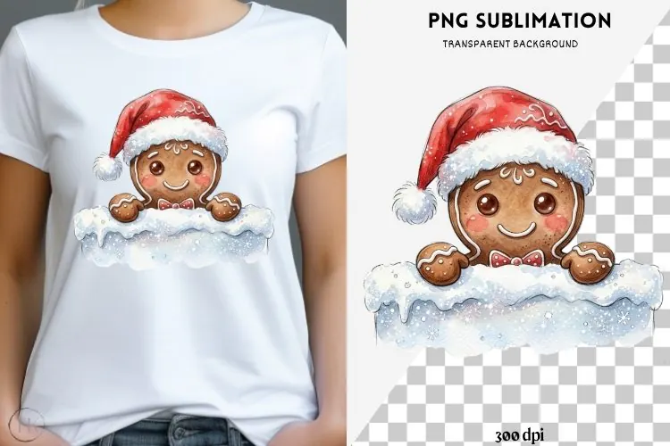 Christmas peeking character png design for T-shirts