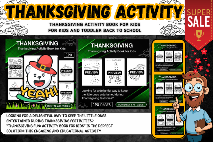 Thanksgiving Activity Book1& Worksheets for Kids