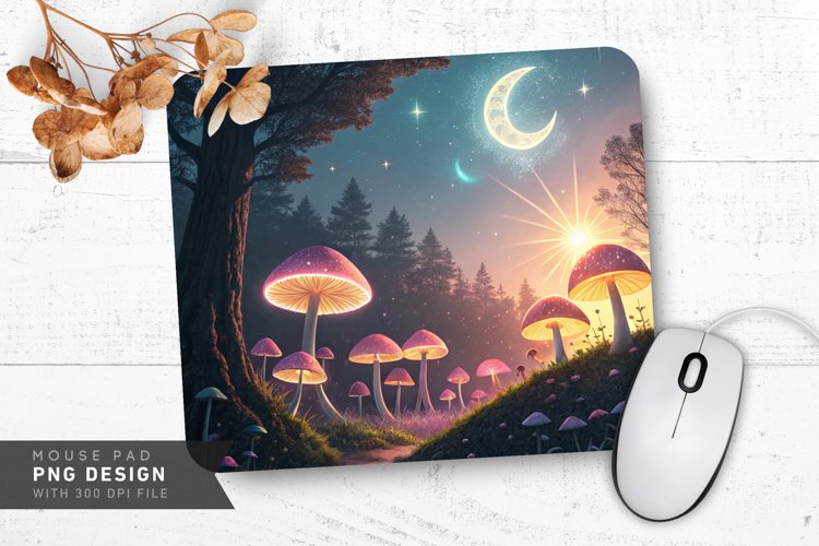 Radiant Celestial Forest Mouse Pad PNG Design