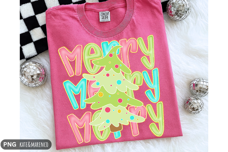 Merry And Bright PNG | Preppy Pink Christmas Sublimation