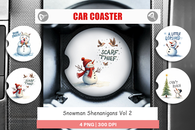 Snowman Shenanigans Car Coaster