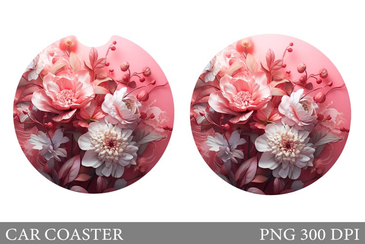 Flowers Car Coaster. 3D Flowers Car Coaster Sublimation