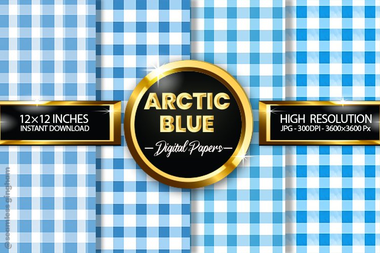 Arctic Blue Gingham Digital Papers 04 Variations example image 1