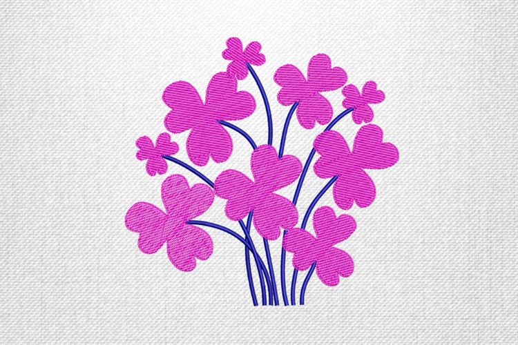 Pink Clover Flower Bouquet Embroidery Design