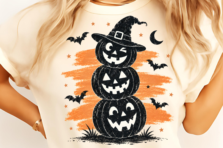 Striped Vintage Halloween Pumpkin PNG, Funny Halloween PNG