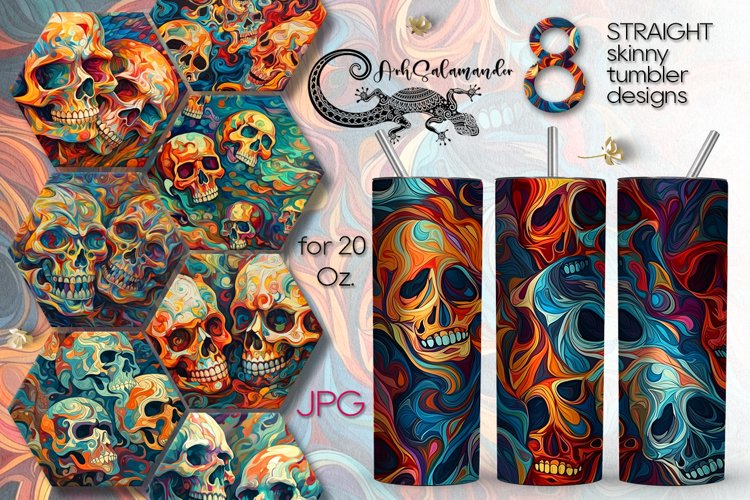 Halloween paint Skulls | Skinny tumbler sublimation designs