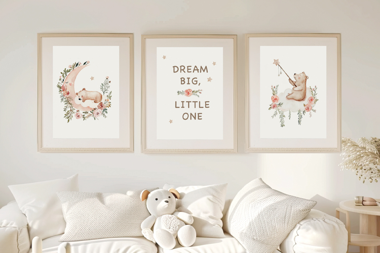 Teddy Bear Nursery Set of 3 Wall Art