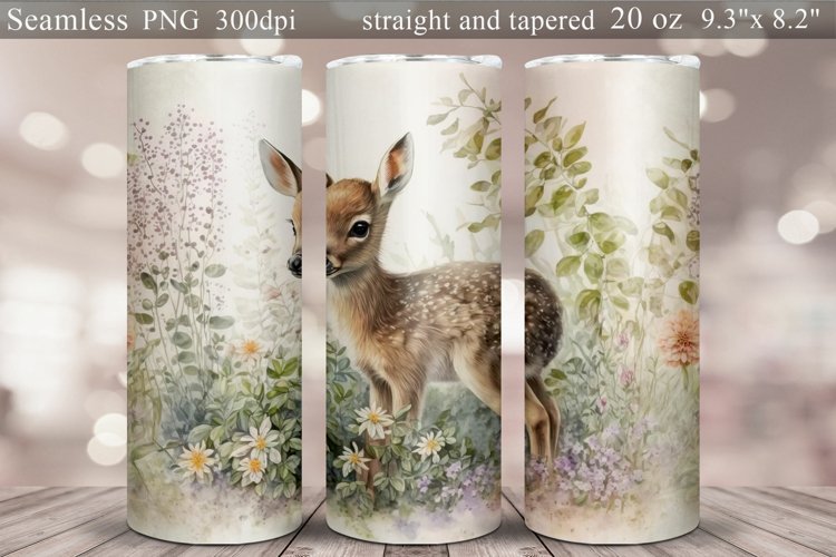 Cute Deer Tumbler Sublimation | Watercolor Tumbler Wrap